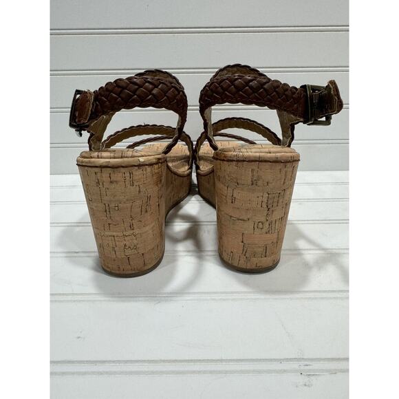 Born BOC Chrissy Womens Size 7 Cork Wedge Brown Braided Sandals Born Summer Shoe - Picture 4 of 8